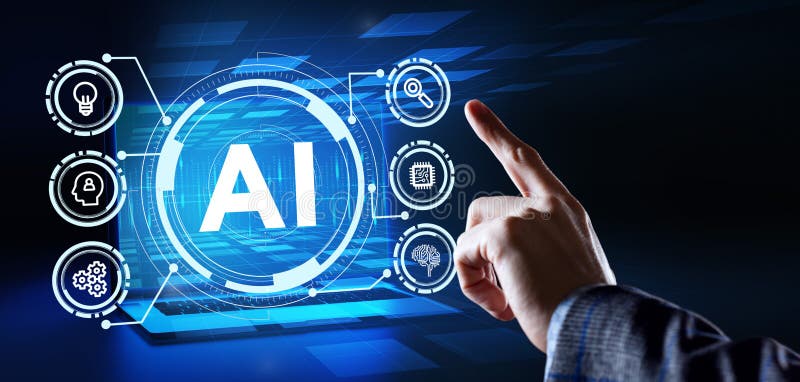 AI Learning and Artificial Intelligence Concept. Business, modern technology, internet and networking concept royalty free illustration