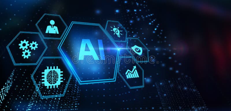 AI Learning and Artificial Intelligence Concept. Business, modern technology, internet and networking concept royalty free illustration