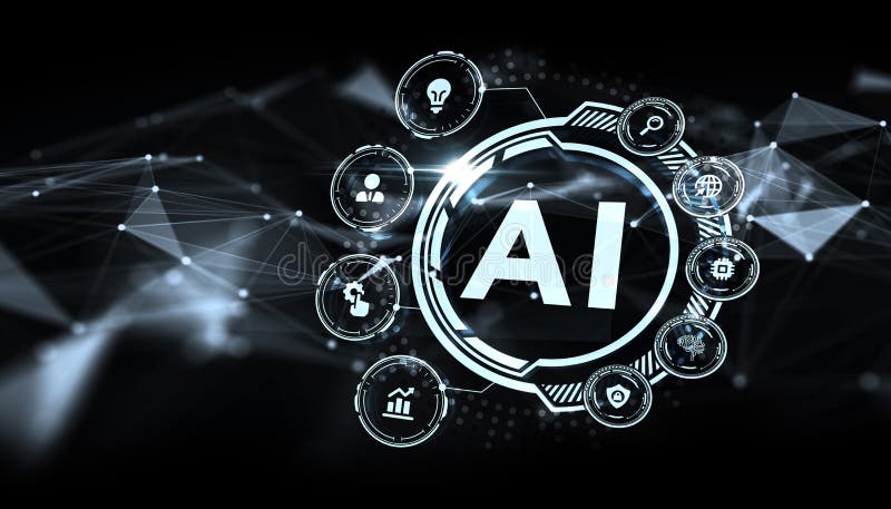 AI Learning and Artificial Intelligence Concept. Business, modern technology, internet and networking concept royalty free illustration