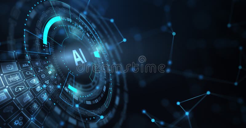 AI Learning and Artificial Intelligence Concept. Business, modern technology, internet and networking concept vector illustration