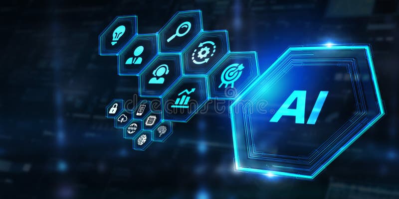 AI Learning and Artificial Intelligence Concept. Business, modern technology, internet and networking concept royalty free illustration