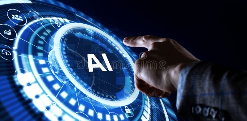 AI Learning and Artificial Intelligence Concept. Business, modern technology, internet and networking concept stock illustration
