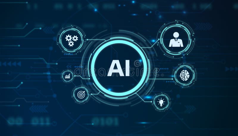 AI Learning and Artificial Intelligence Concept. Business, modern technology, internet and networking concept vector illustration