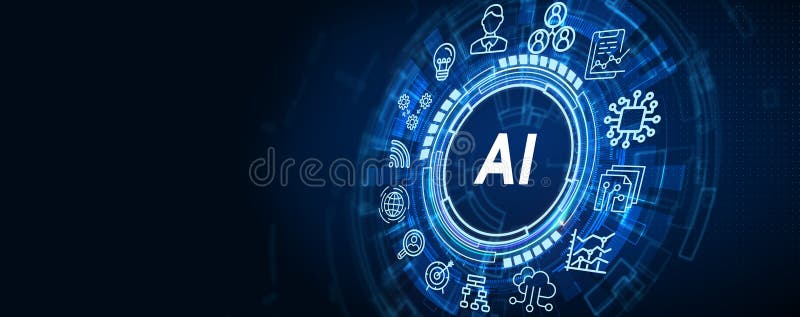 AI Learning and Artificial Intelligence Concept. Business, modern technology, internet and networking concept vector illustration