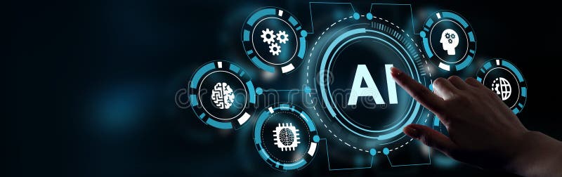 AI Learning and Artificial Intelligence Concept. Business, modern technology, internet and networking concept royalty free illustration