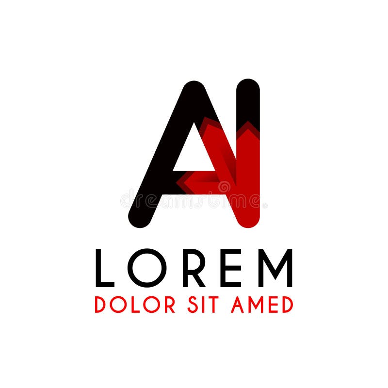 Abstract Letter Ia Or Ai Logo Design Template, Black Alphabet In Stock