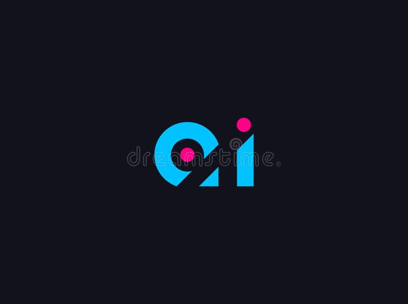 AI-logotypmonogram. Konstruktion för artificiell intelligensikon för teknikföretag. Vektorillustration vektor illustrationer
