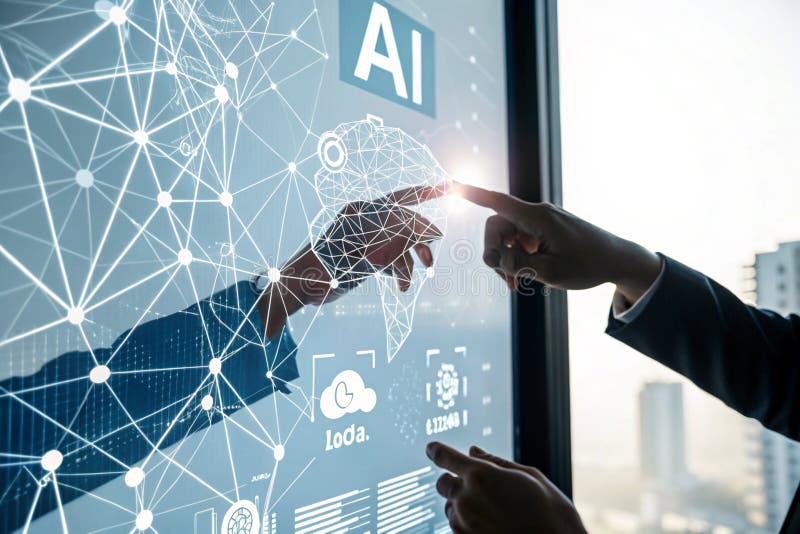 AI Machine Learning e Big Data nelle reti digitali e nelle scienze illustrazione di stock