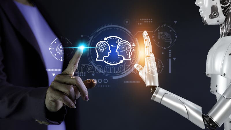 AI, Machine Learning Language, Robotic Hand and Human Touch Global ...