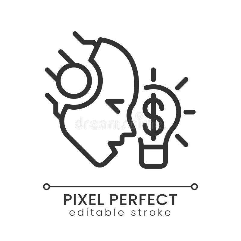 AI makes money pixel perfect linear icon stock illustration