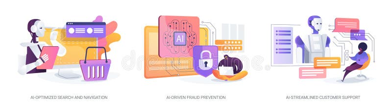 AI in online shopping abstract concept vector illustrations. stock illustration