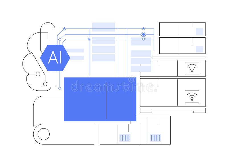 AI-Optimized Warehouse Operations abstract concept vector illustration. stock illustration