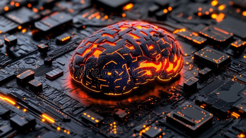 AI Powered Brain Neural Network Machine Learning Big Data Analysis pentru software de afaceri vector illustration