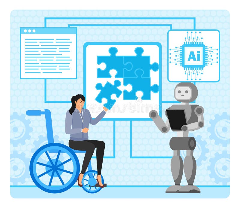 AI Powered Special Education Support concept. vector illustration