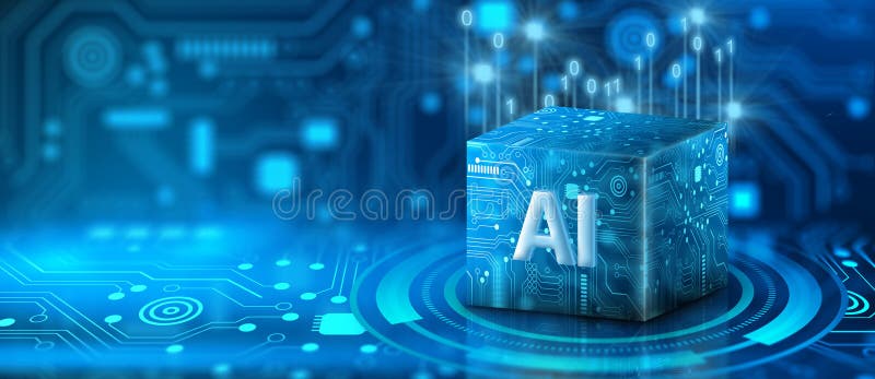Ai Processor chip of Cube Technology. Artificial intelligence learnability Concept vector illustration