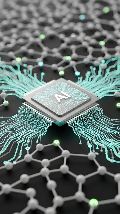 AI-processorchip stock illustrationer