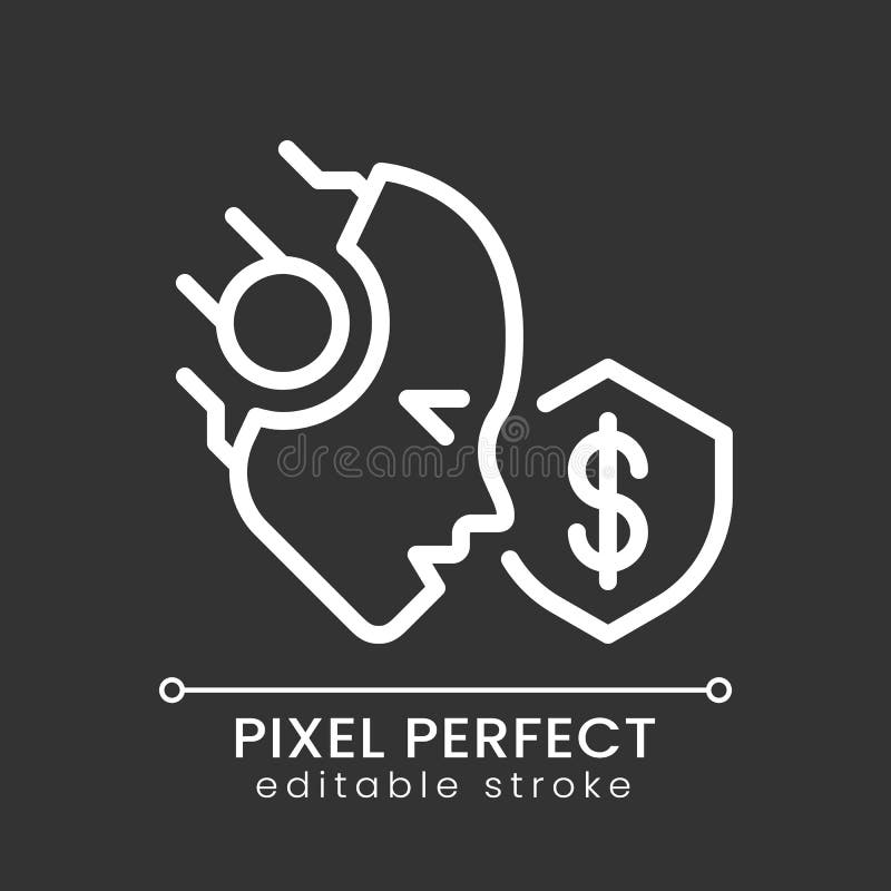 AI protects pixel perfect white linear icon for dark theme vector illustration