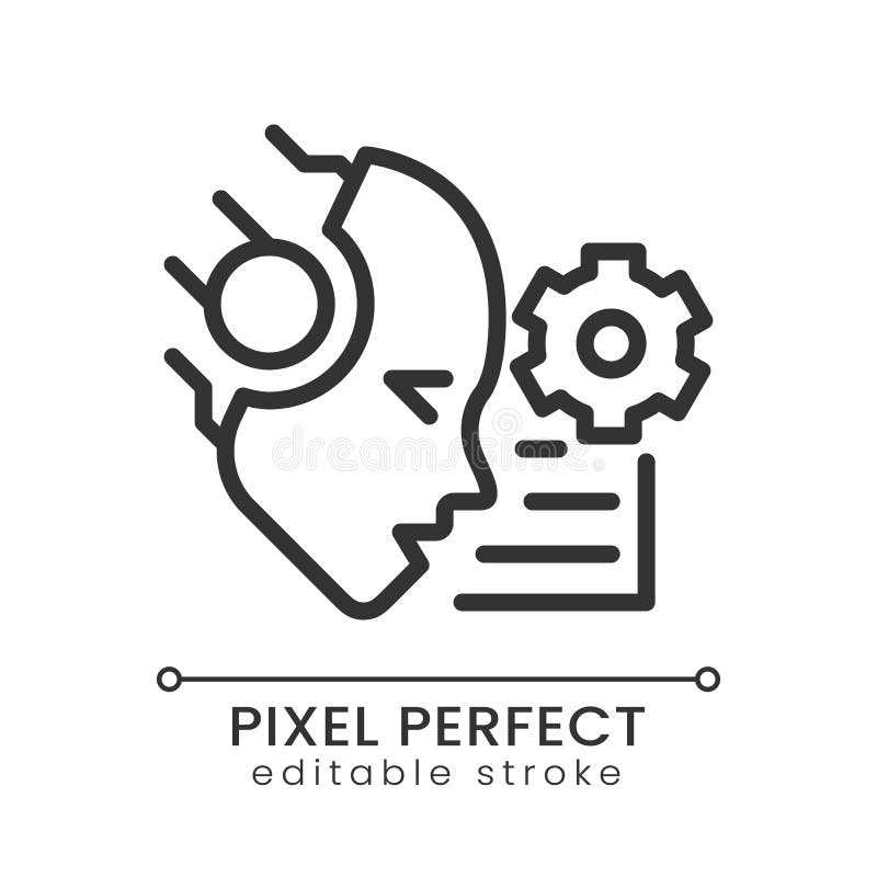 AI reads and summarize pixel perfect linear icon vector illustration