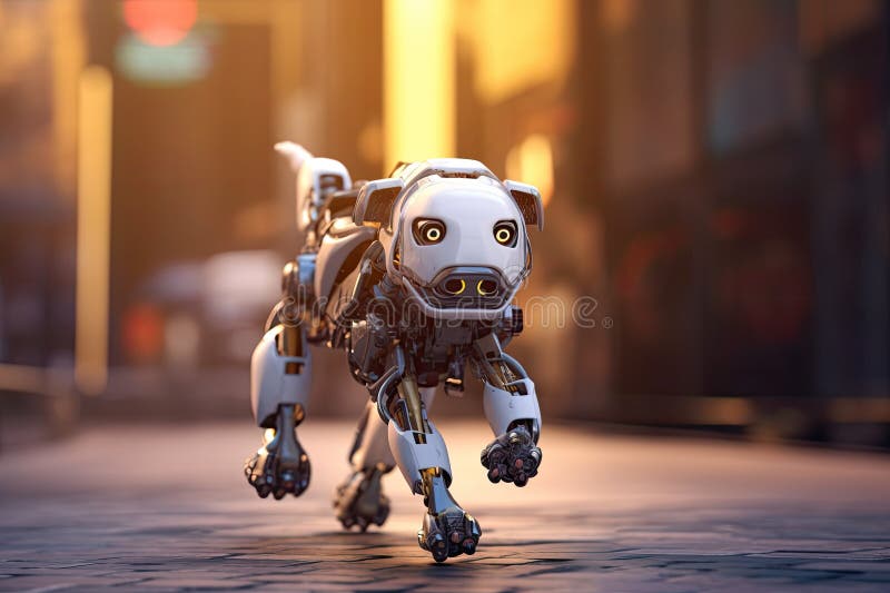 Ai, robot dog running. Generative Ai vector illustration