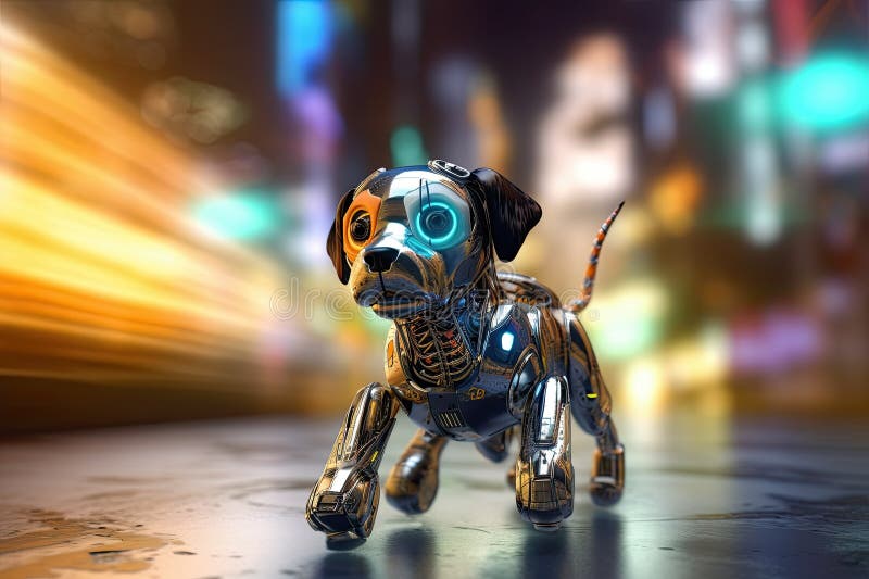 Ai, robot dog running. Generative Ai royalty free illustration