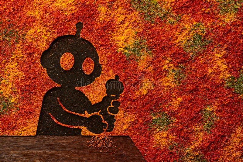AI Robot help - grinding pepper condiments royalty free illustration