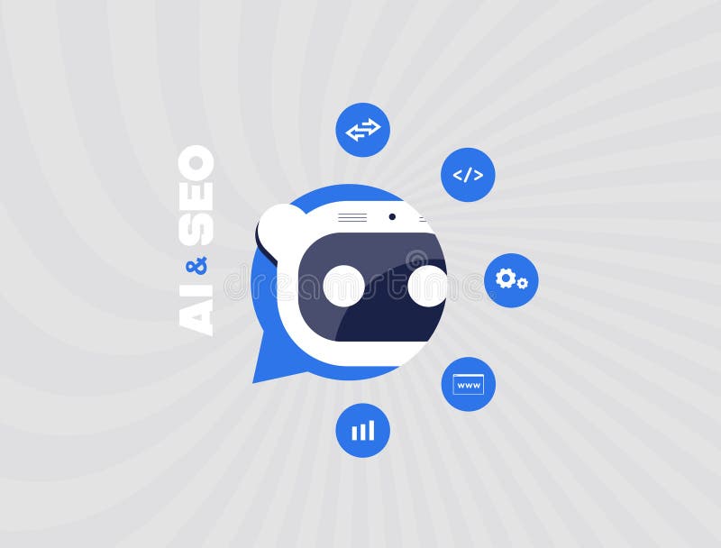 AI SEO assistant - digital marketing with sge generative search optimization, content creation tools, performance stock illustration