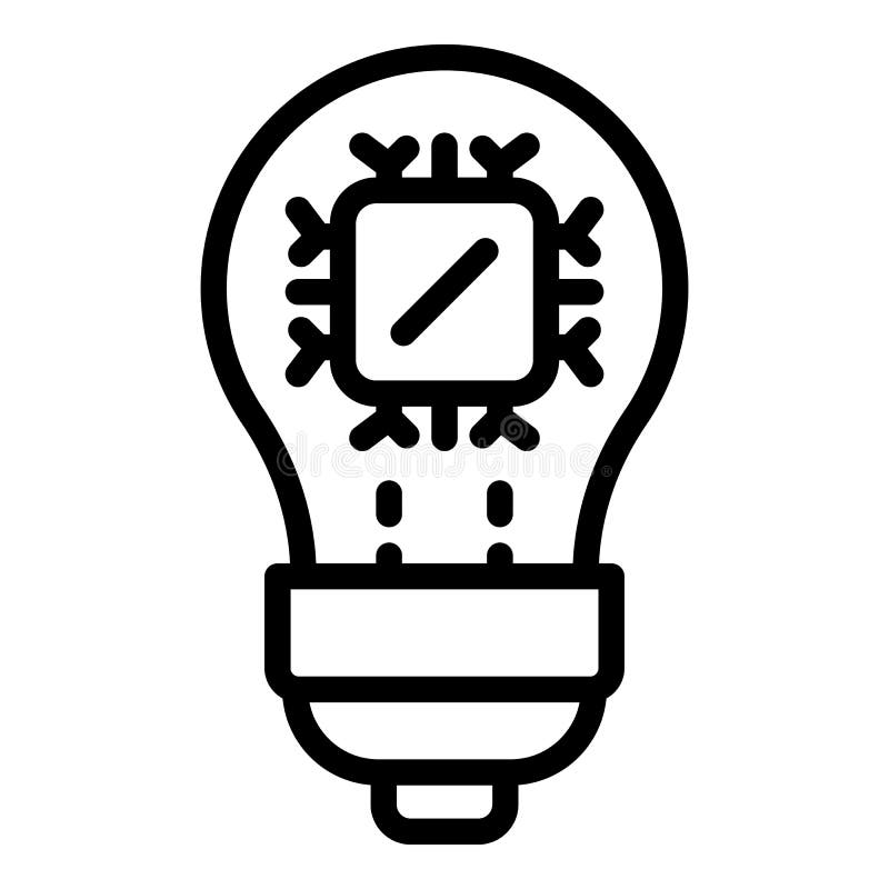Ai smart bulb icon, outline style. Ai smart bulb icon. Outline ai smart bulb vector icon for web design isolated on white background