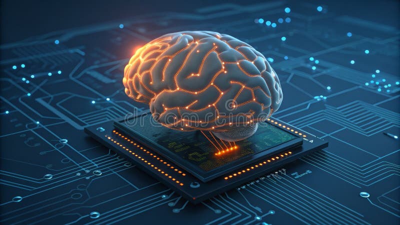 AI Smart 3D Απόδοση κυκλώματος Ιδέα νευρωνικού δικτύου απεικόνιση αποθεμάτων