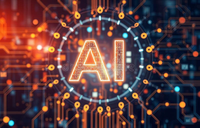 Ai technology abstract achtergrond royalty-vrije illustratie