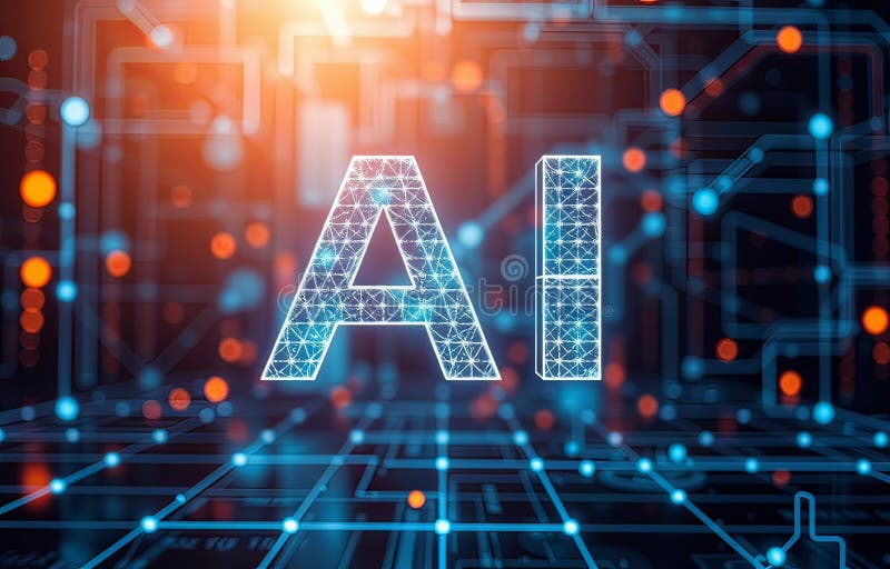Ai technology abstract achtergrond royalty-vrije illustratie