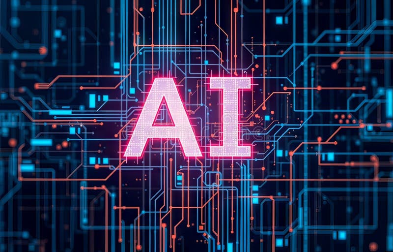 Ai technology abstract achtergrond royalty-vrije illustratie