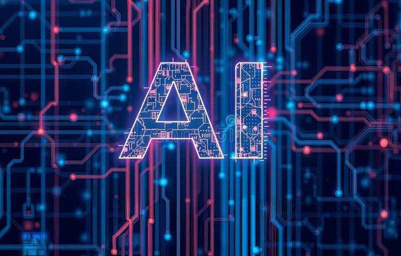 Ai technology abstract achtergrond royalty-vrije illustratie