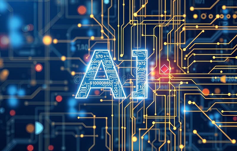 Ai technology abstract achtergrond royalty-vrije illustratie