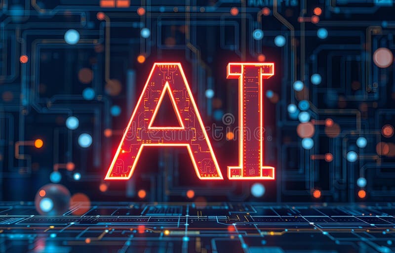 Ai technology abstract achtergrond royalty-vrije illustratie