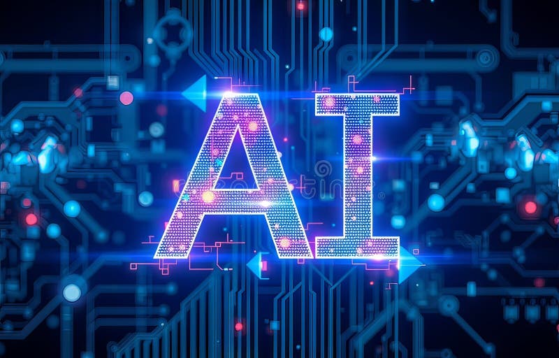 Ai technology abstract achtergrond stock illustratie