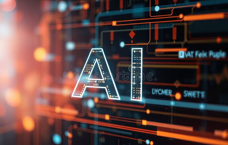 Ai technology abstract achtergrond royalty-vrije illustratie