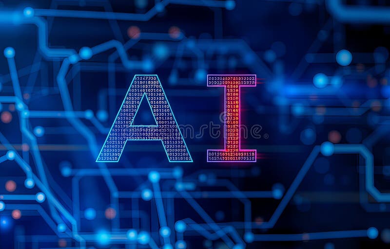 Ai technology abstract achtergrond royalty-vrije illustratie