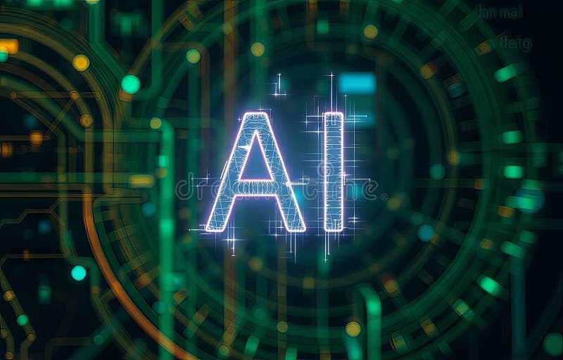 Ai technology abstract achtergrond royalty-vrije illustratie