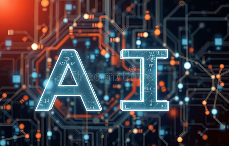 Ai technology abstract achtergrond royalty-vrije illustratie