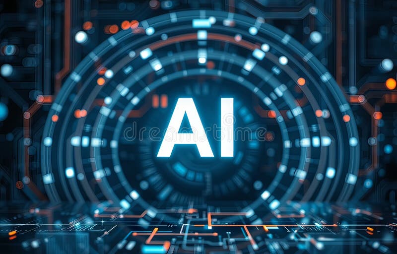 Ai technology abstract achtergrond royalty-vrije illustratie
