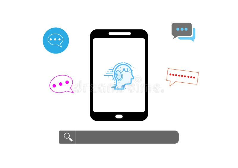 Ai technology, Artificial Intelligence. Man using technology smart robot AI, artificial intelligence by enter command prompt. vector illustration