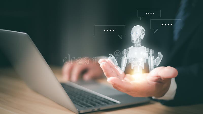 Ai technology, Artificial Intelligence. man using technology smart robot AI, artificial intelligence by enter command prompt for generates something, Futuristic technology transformation. Chat with AI. Technology smart robot science artificial intelligence stock images, royalty-free photos and pictures
