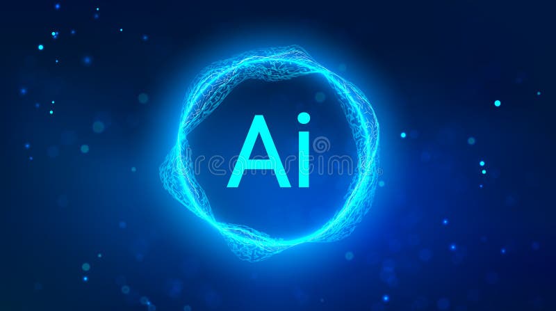 Ai technology background blue. Artificial intelligence Futuristic background. Data concept in Generative AI and Robotics. stock illustration
