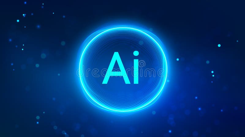 Ai technology background blue. Artificial intelligence Futuristic background. Data concept in Generative AI and Robotics. stock illustration