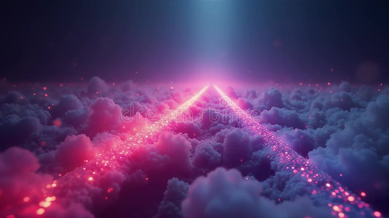 AI Toekomstig Digitaal Landschap Gloeit stock illustratie