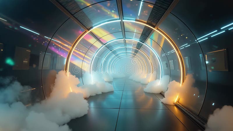 AI Toekomstige Digitale Tunnelverlichting stock illustratie