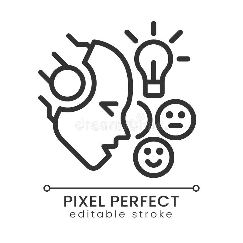 AI understands emotions pixel perfect linear icon vector illustration