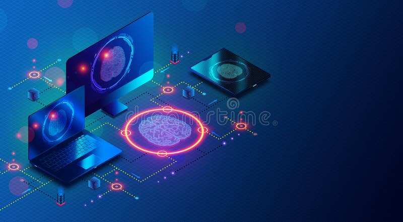 AI Workstation - 3D Illustration vector illustration