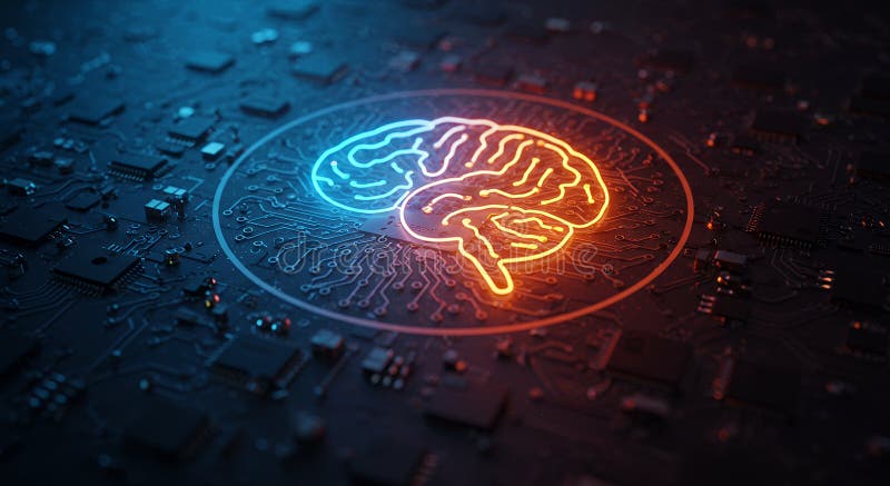 AI Εγκεφαλικό κύκλωμα Νευρωνική ευφυΐα δικτύου Εκμάθηση και τεχνολογική καινοτομία. Φουτουριστική τεχνολογία και τεχνητή ελεύθερη απεικόνιση δικαιώματος