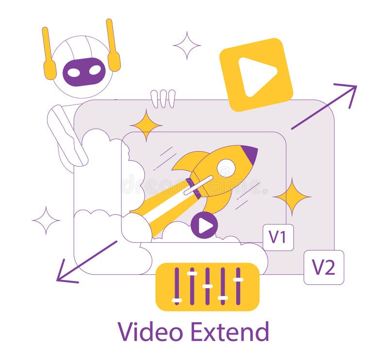 Ai для создания видео. плоский бесплатная иллюстрация